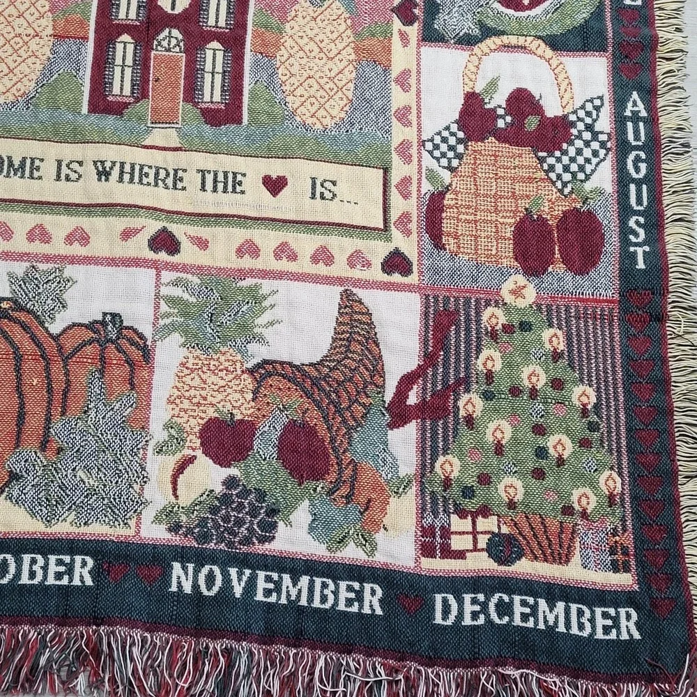 ❤️Home Is Where the Heart Is Woven Calendar Throw Blanket 45 × 58  Double‑sided